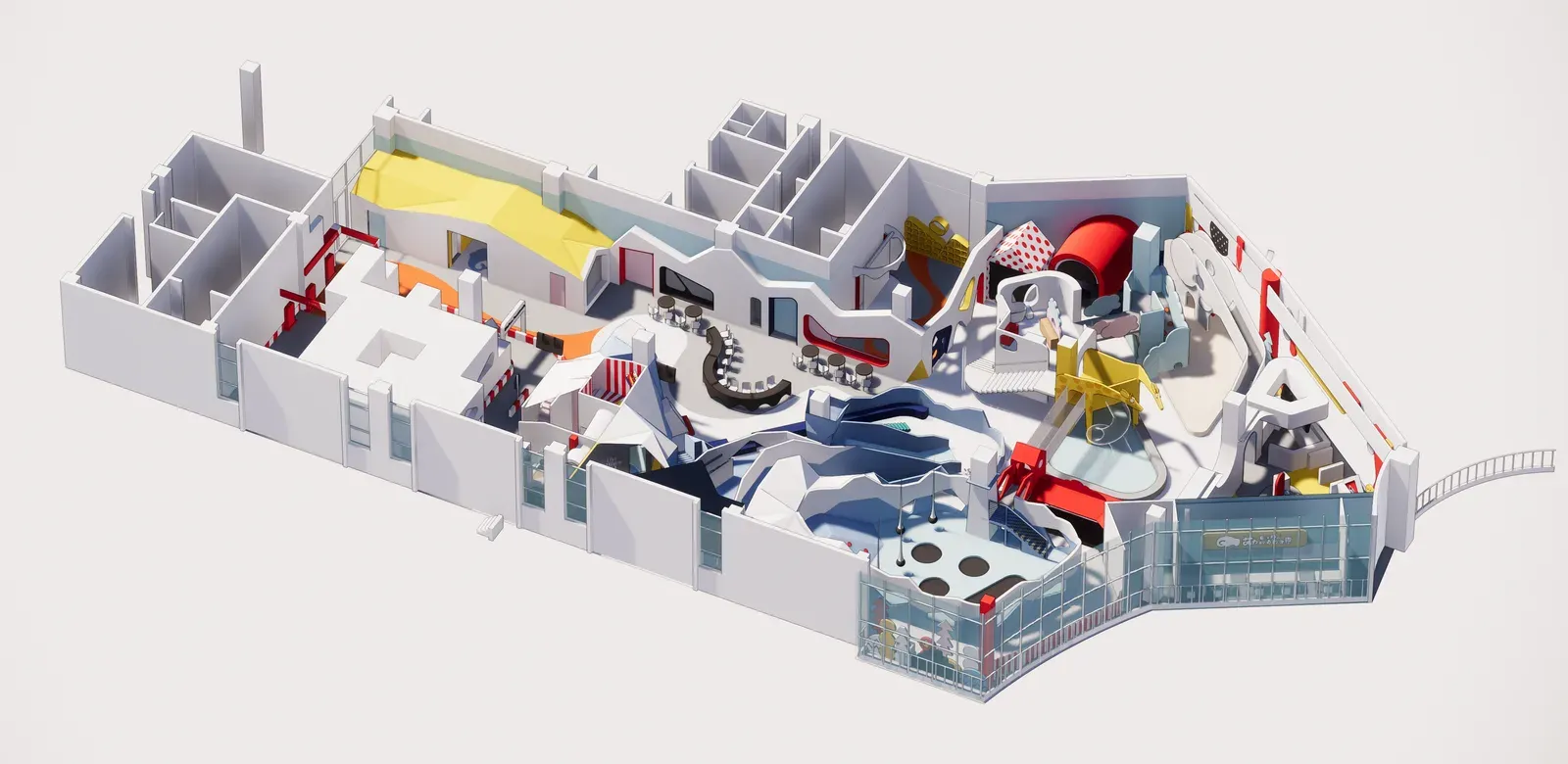 Cutaway axonometric of the whole playground