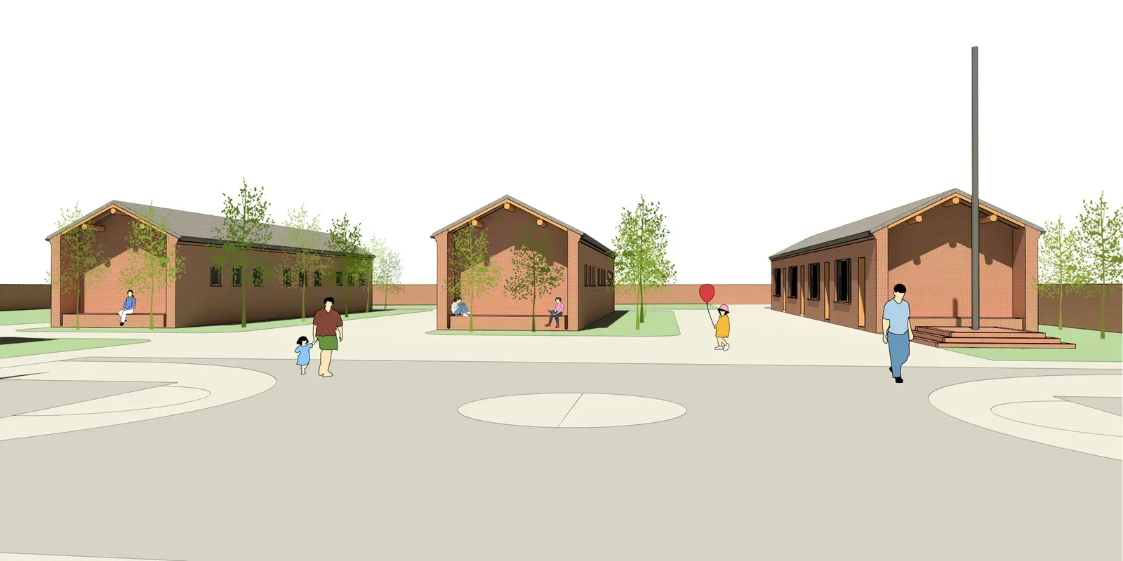 Rendering of the open courtyard between the blocks
