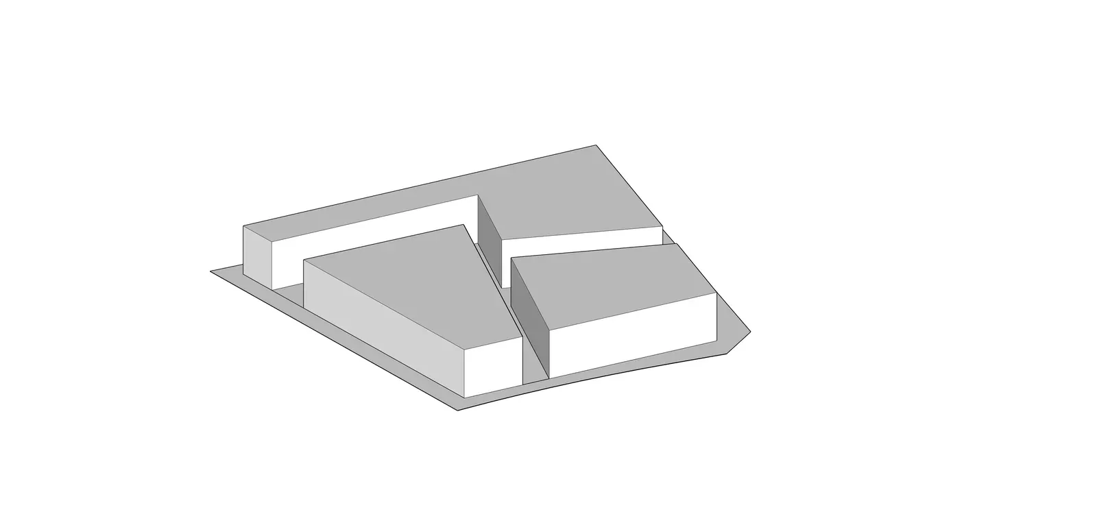 Massing diagram: the site divided into large blocks