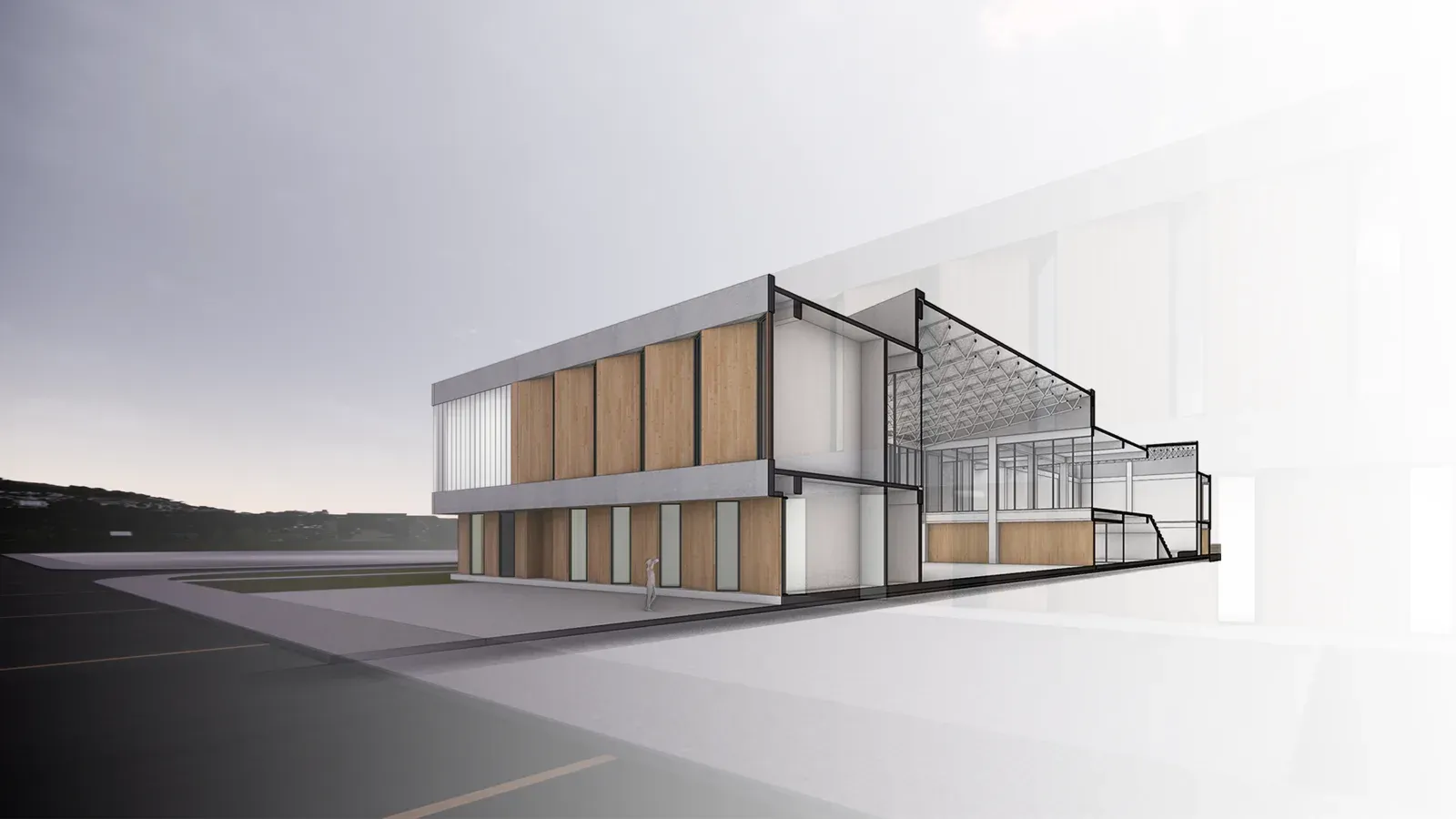 Sectional perspective through the building
