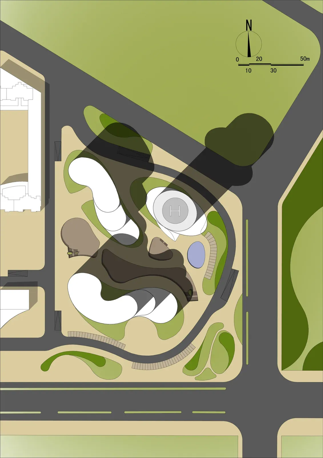 Site plan of the complex and its landscape